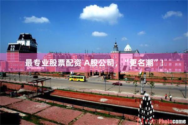 最专业股票配资 A股公司，“更名潮”！