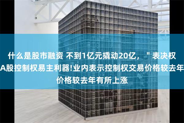 什么是股市融资 不到1亿元撬动20亿，＂表决权安排＂成A股控制权易主利器!业内表示控制权交易价格较去年有所上涨