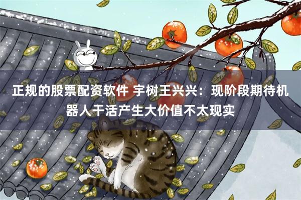 正规的股票配资软件 宇树王兴兴：现阶段期待机器人干活产生大价值不太现实